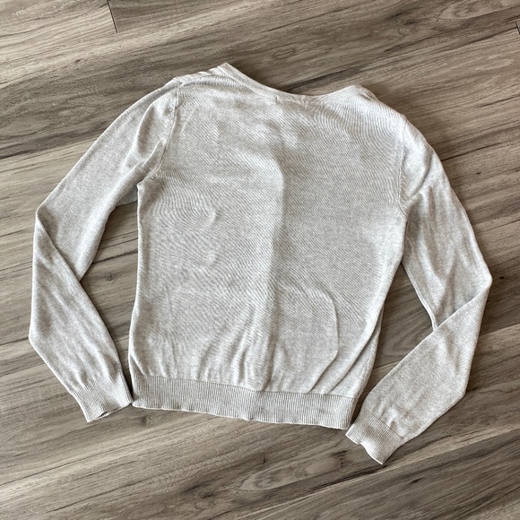 H&M Fine-knit Basic Cotton Cardigan Light Grey Marl Size XS - Picture 4 of 8